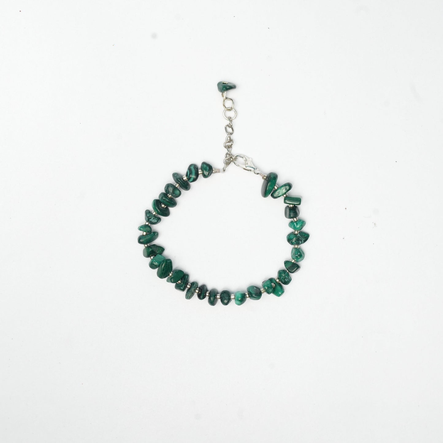 Natural Malachite Chip bead Bracelet with Miyuki beads - adjustable