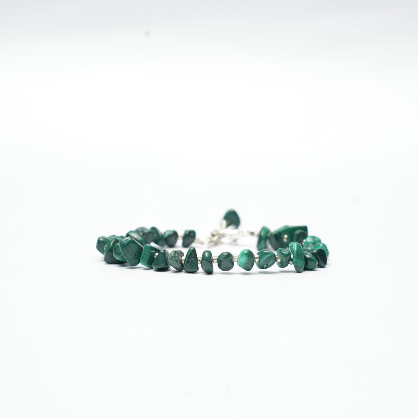 Natural Malachite Chip bead Bracelet with Miyuki beads - adjustable