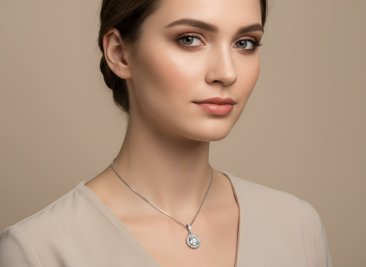 The Elara Halo Necklace