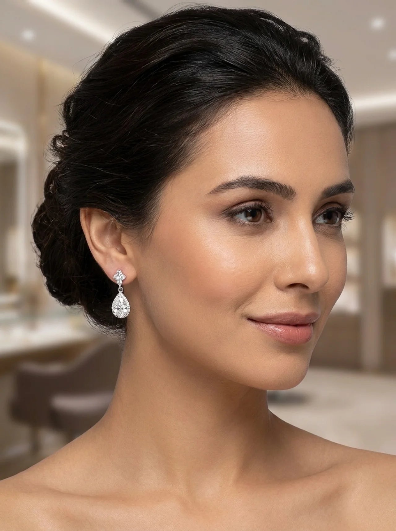 Crystal Cascade Teardrop Earrings