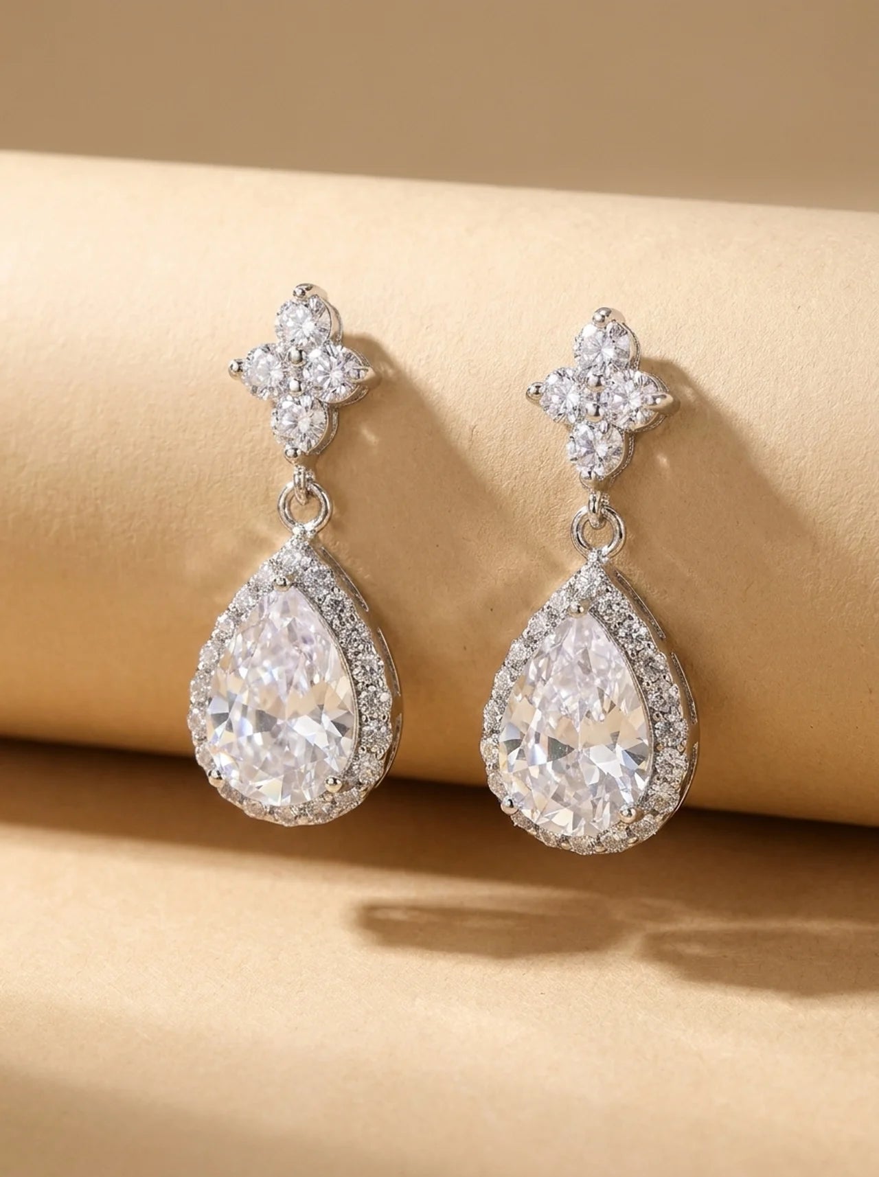 Crystal Cascade Teardrop Earrings